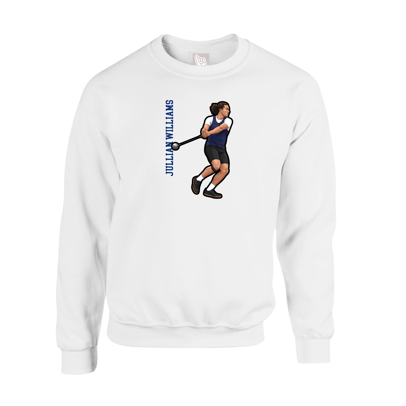 Fleece Crew — Name Vertical in White