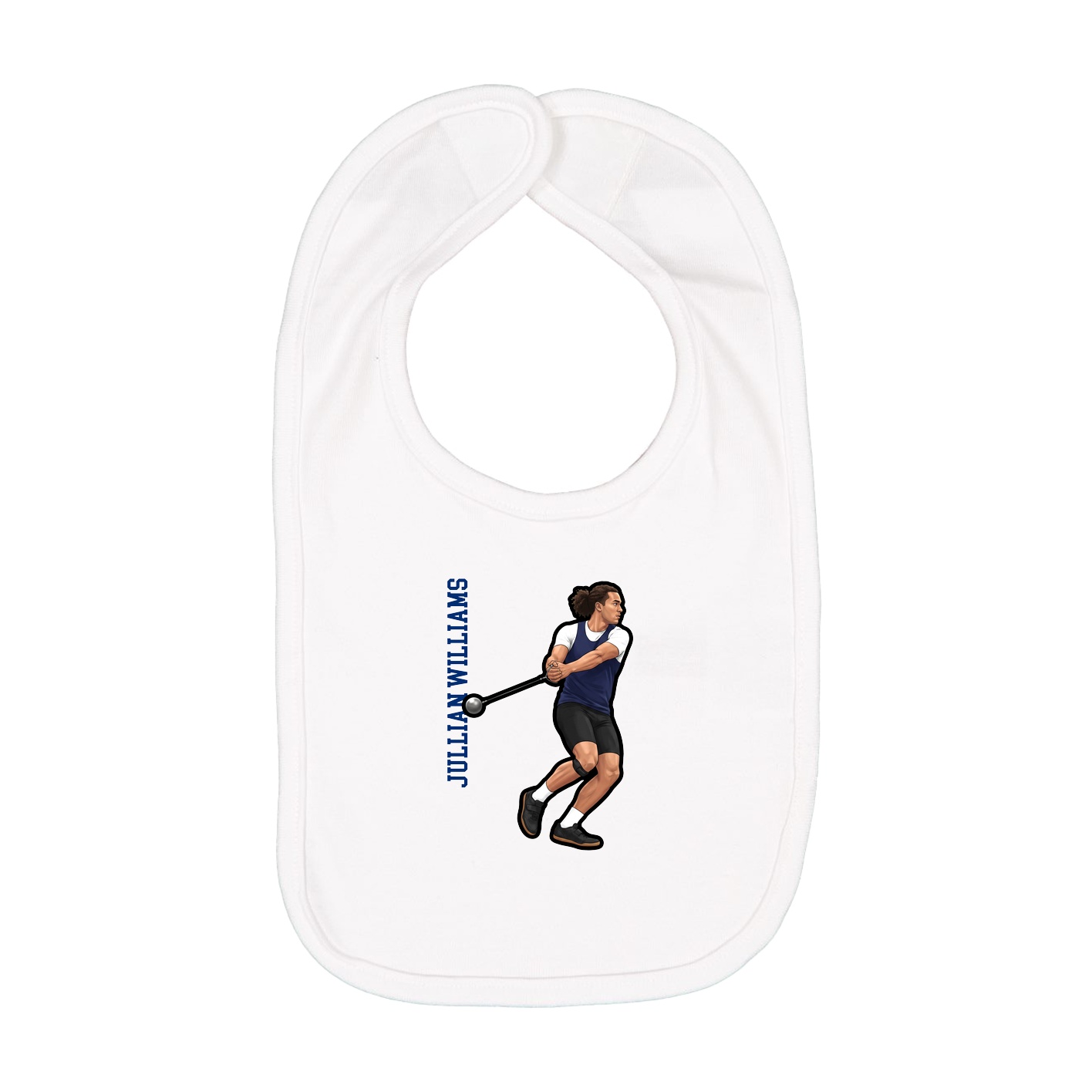 Infant Bib — Name Vertical in White