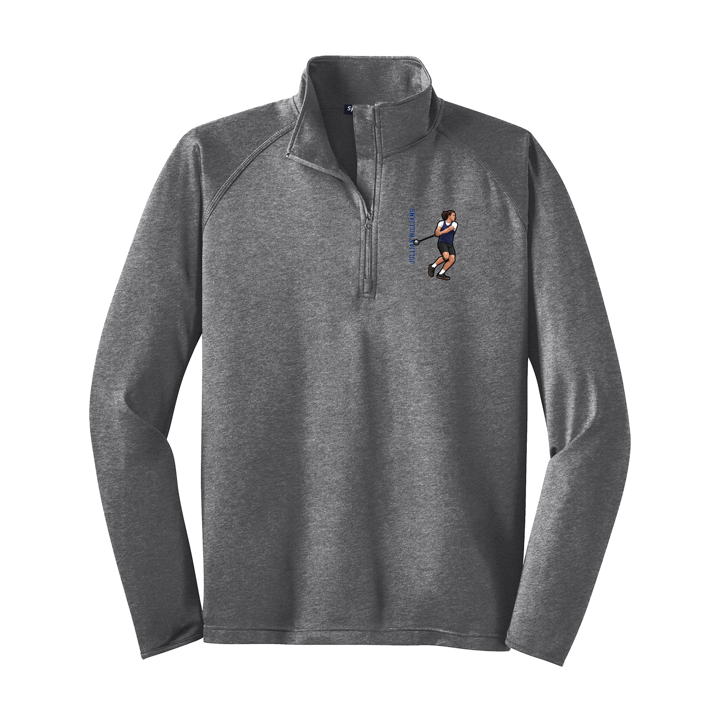 Q-Zip Pullover — Name Vertical in Grey