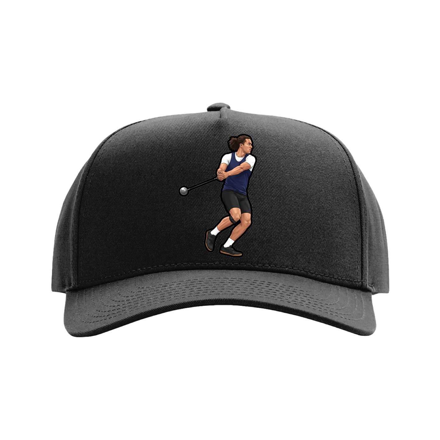 Full Fabric Five-Panel Champ Cap — Name Vertical in Black