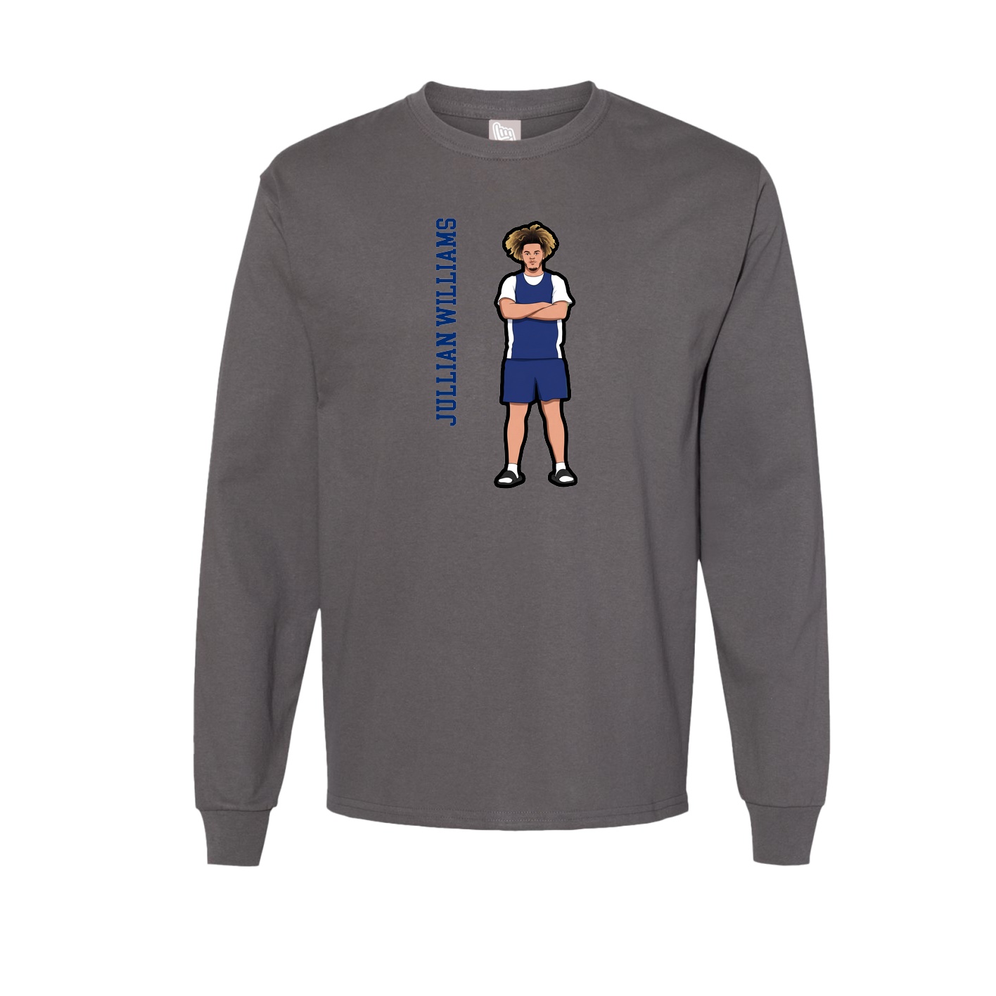 Long Sleeve Tee — Name Vertical in Grey