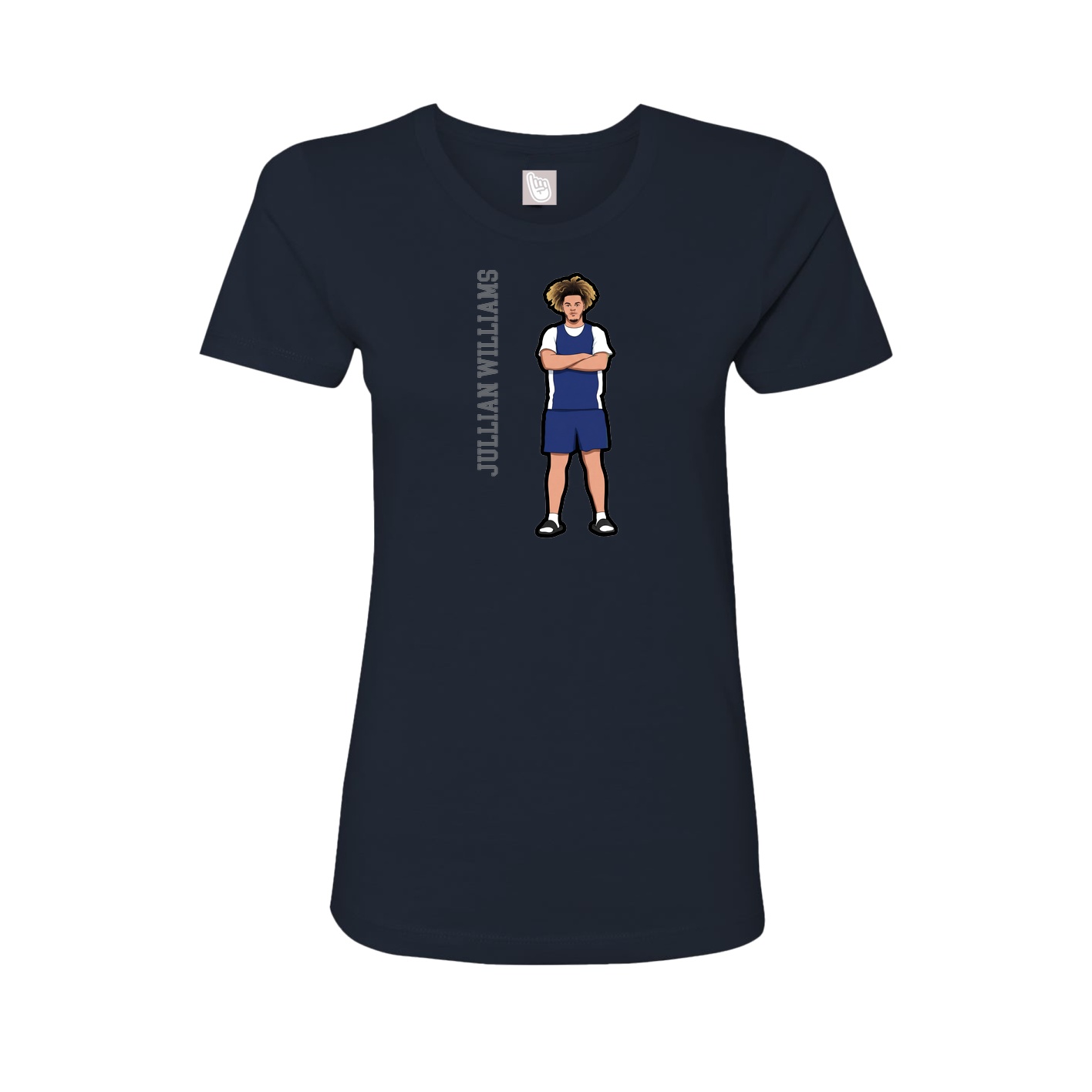 Fitted Women's Tee — Name Vertical in Navy