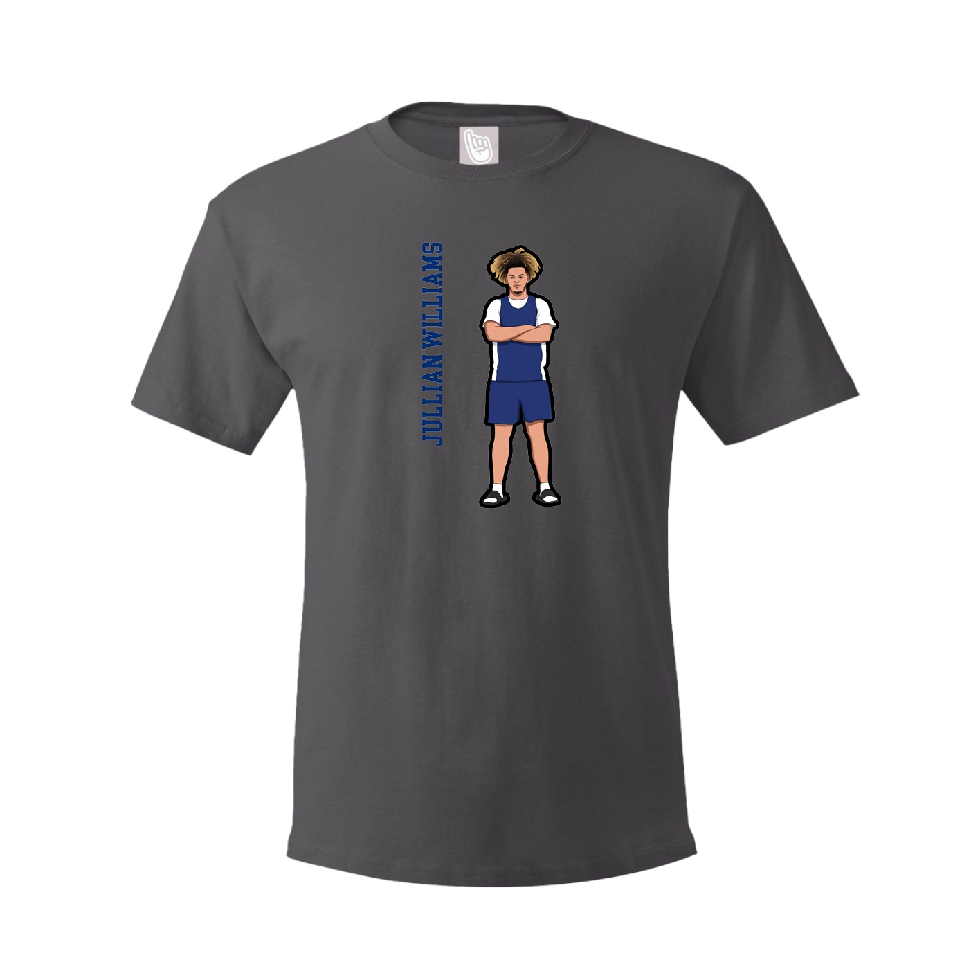 Youth Tee — Name Vertical in Grey