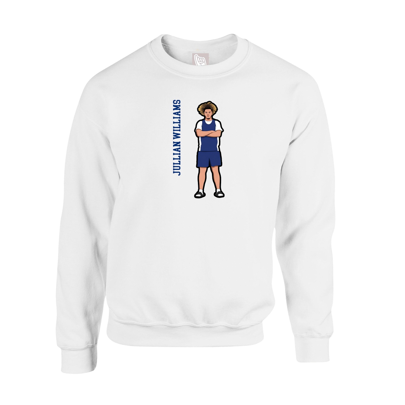 Fleece Crew — Name Vertical in White
