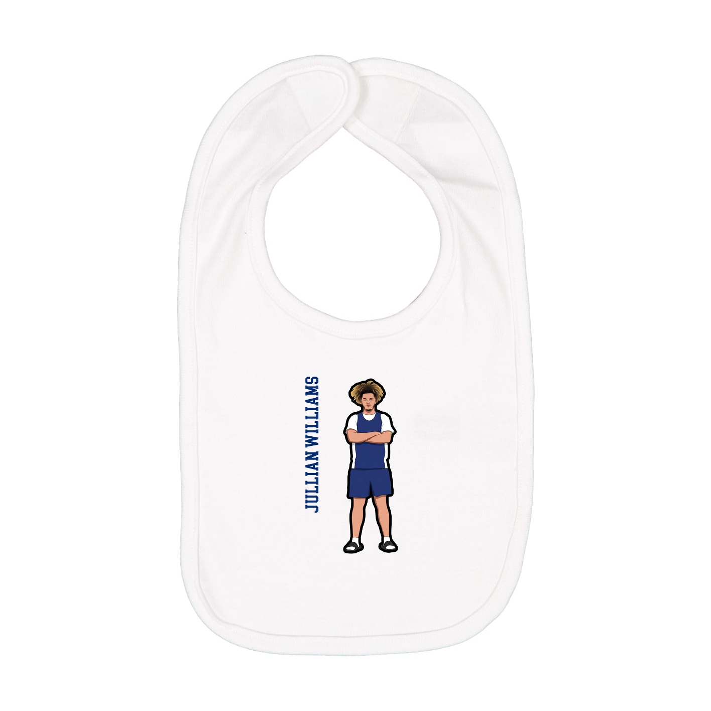 Infant Bib — Name Vertical in White