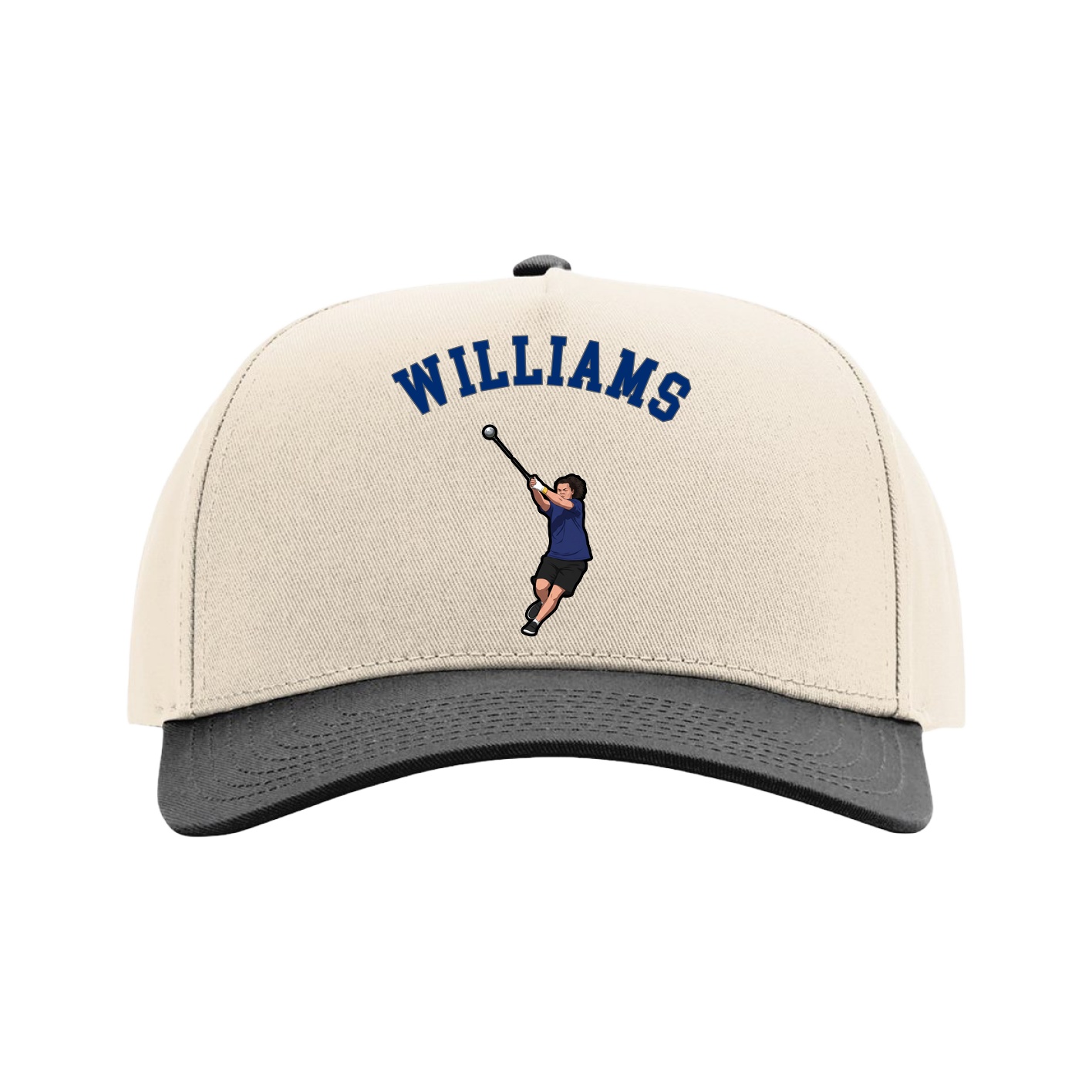 Full Fabric Five-Panel Champ Cap — Shirsey Arch in Cream/Black