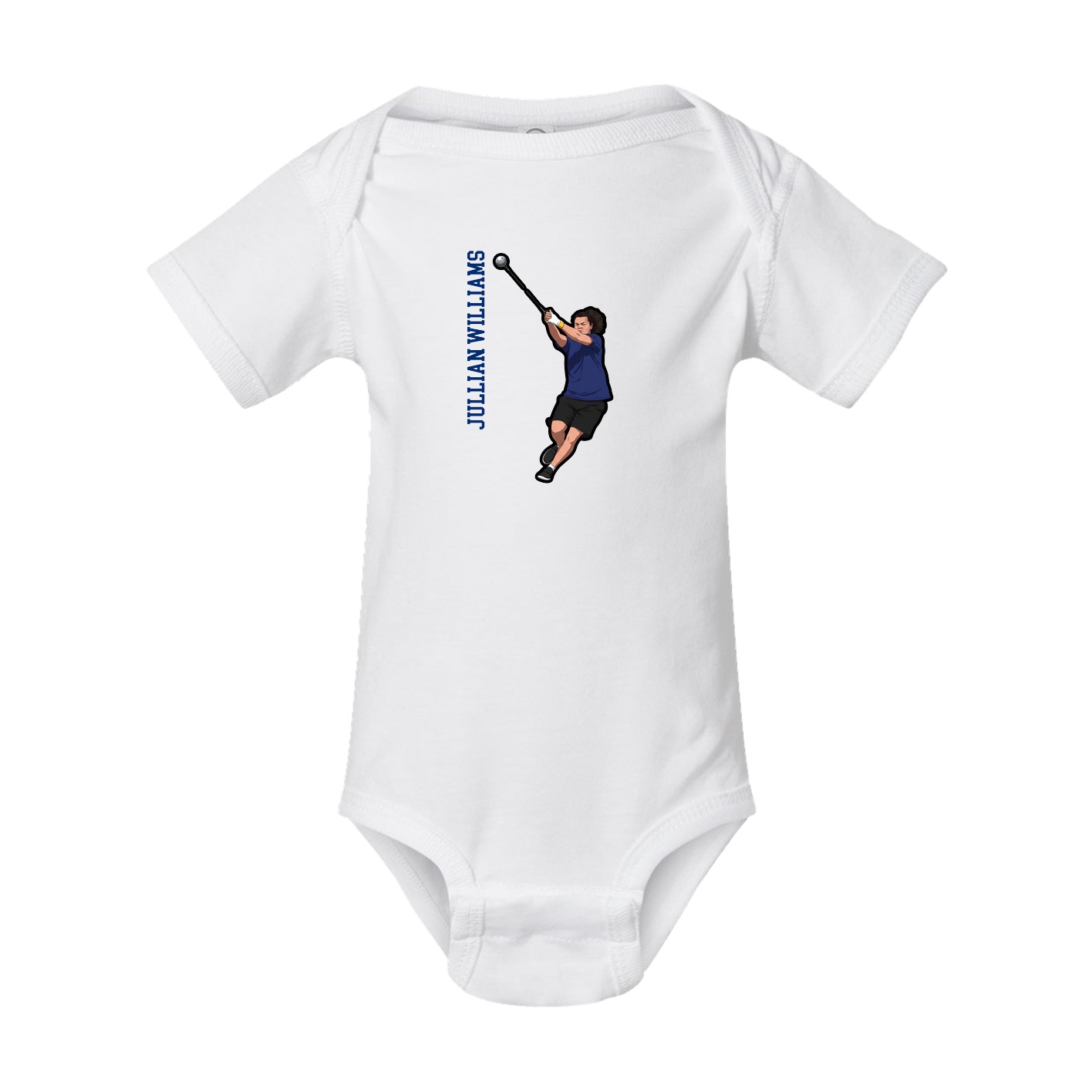 Baby Onesie — Name Vertical in White