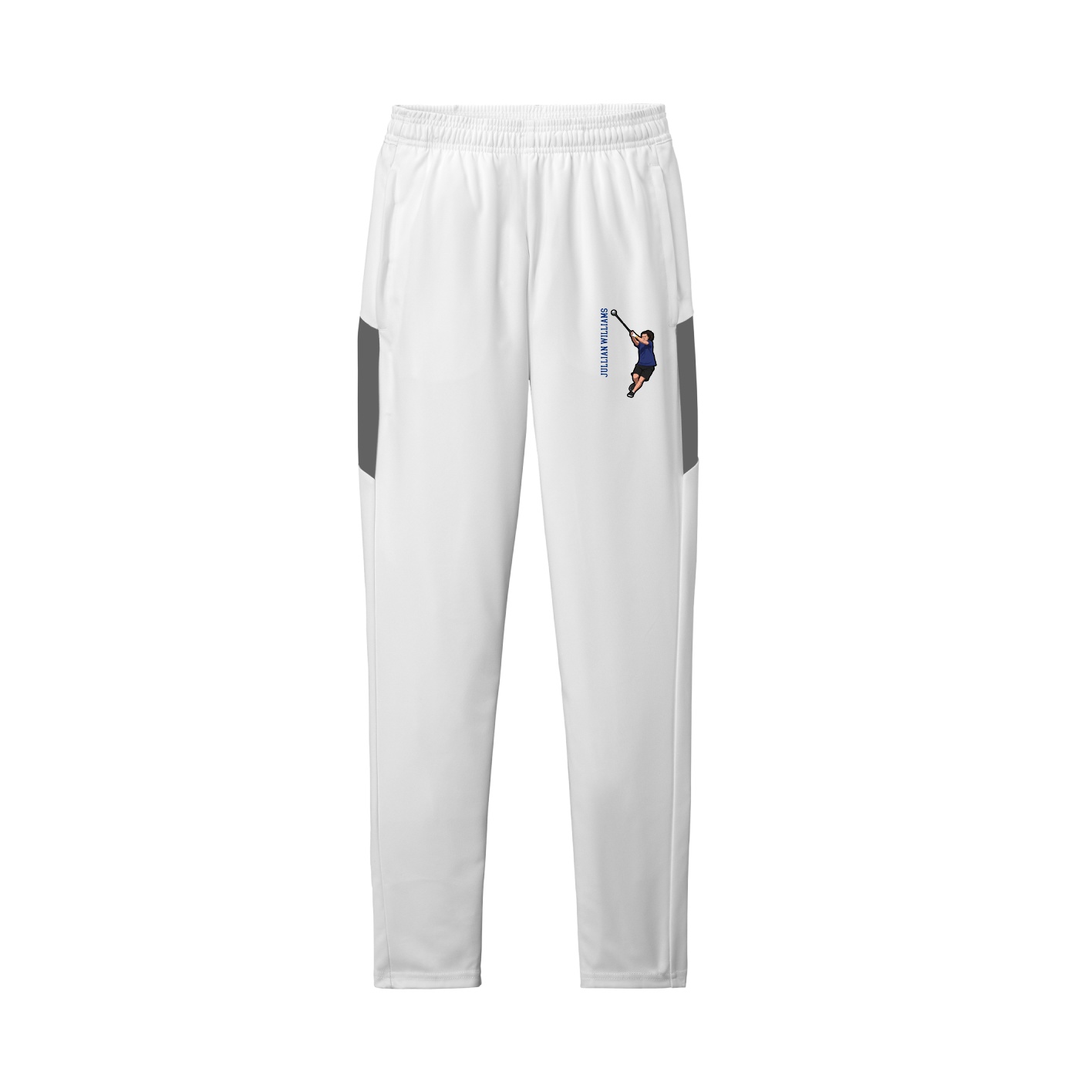 Team Travel Pant — Name Vertical in White/Grey