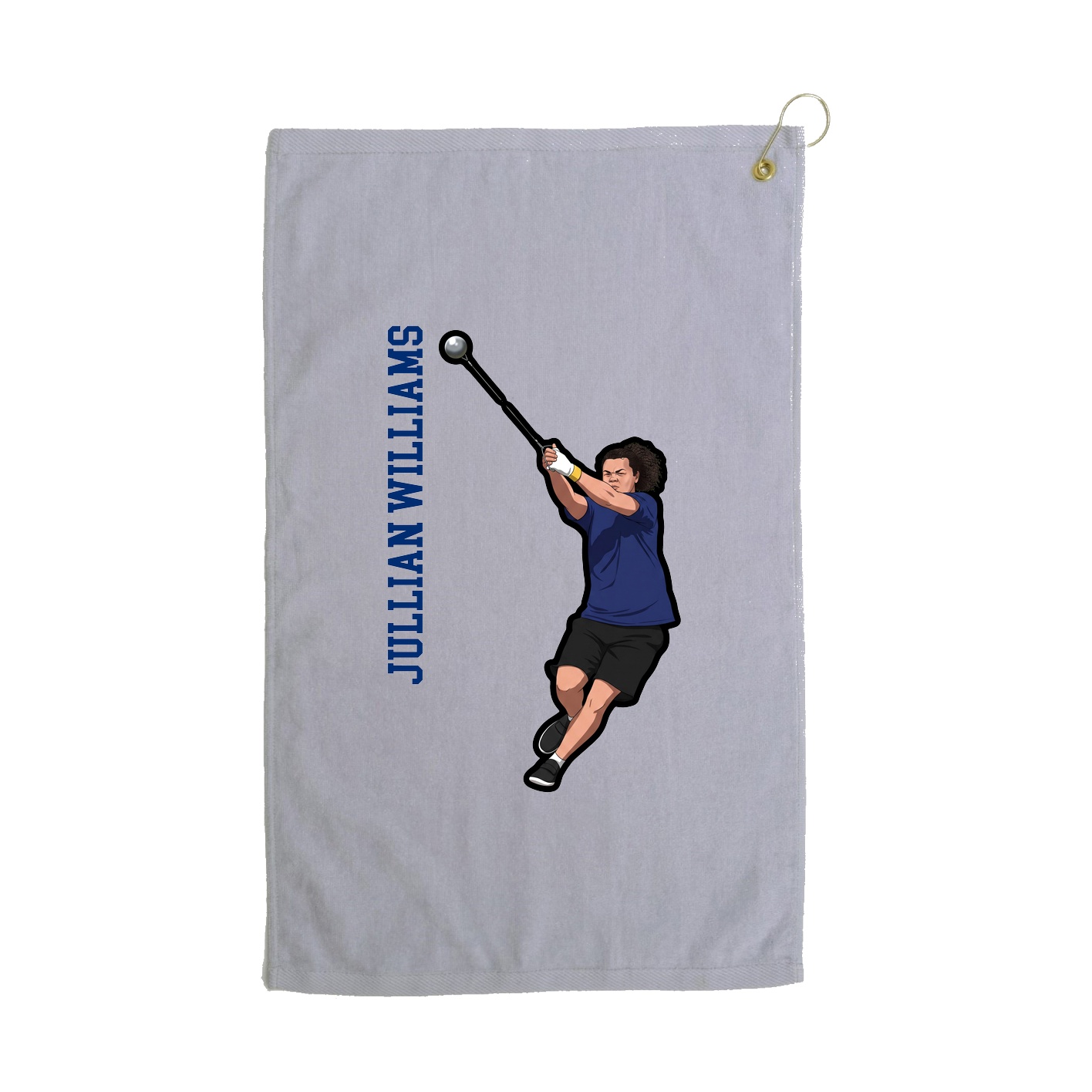 Golf Towel — Name Vertical in Grey