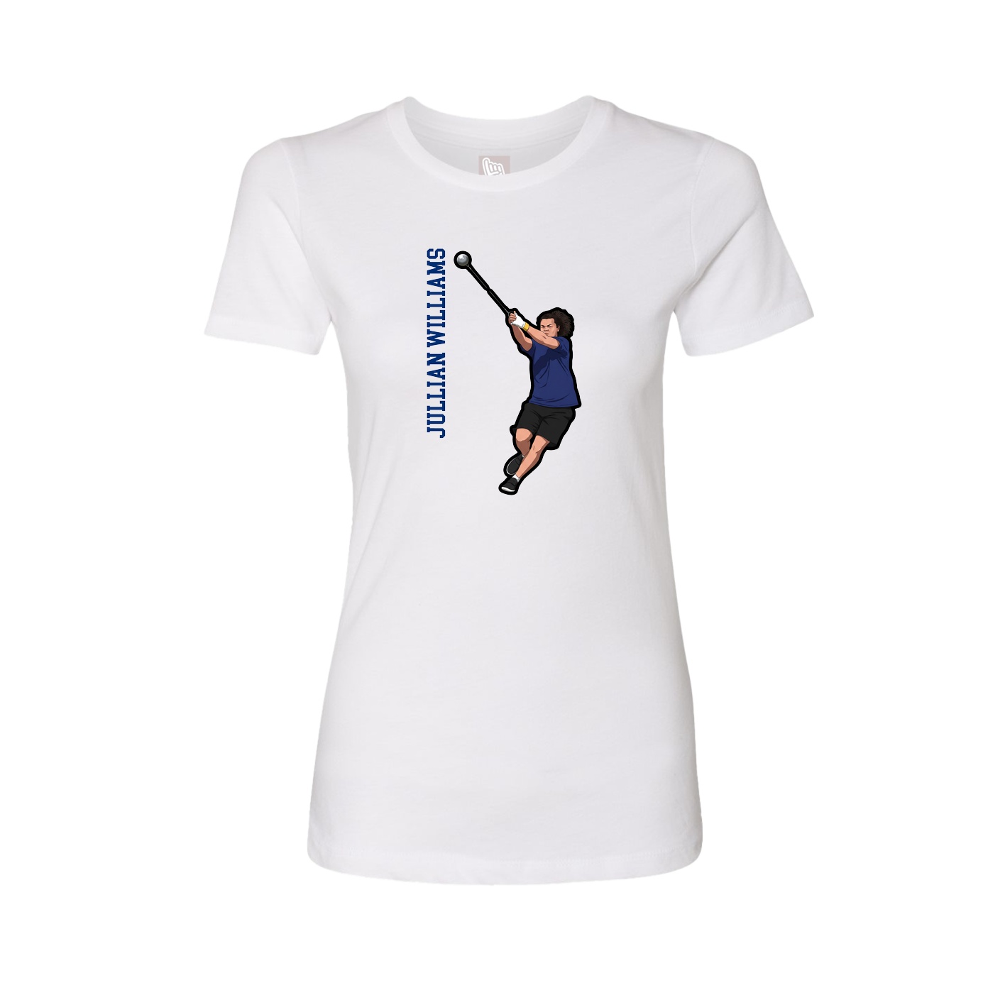 Womens Tee — Name Vertical in White