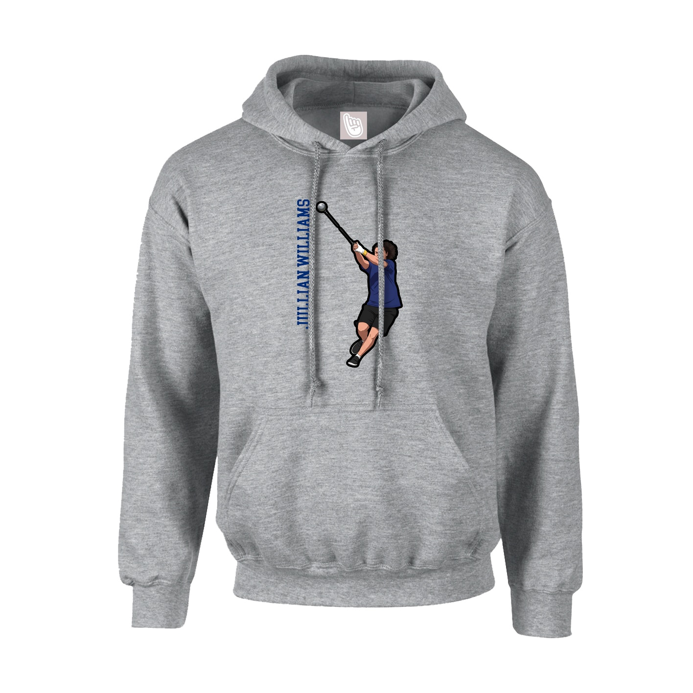 Hoodie — Name Vertical in Grey