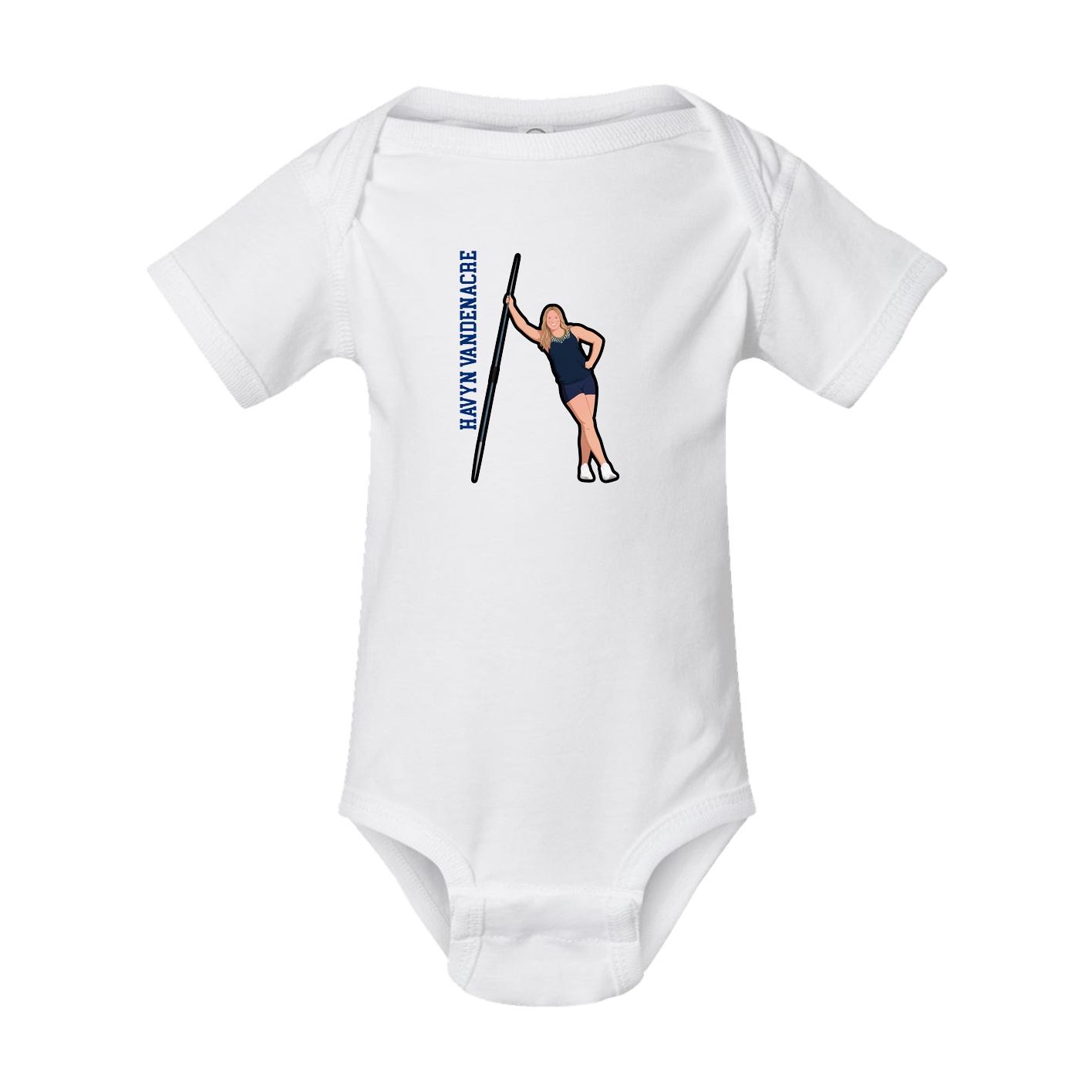 Baby Onesie — Name Vertical in White