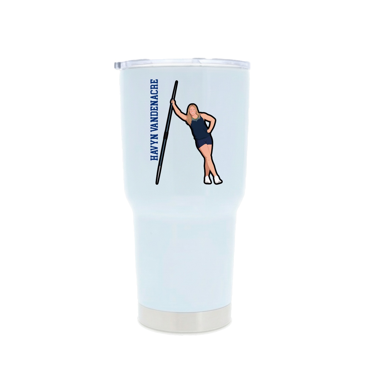 30oz Stainless Steel Tumbler — Name Vertical in White