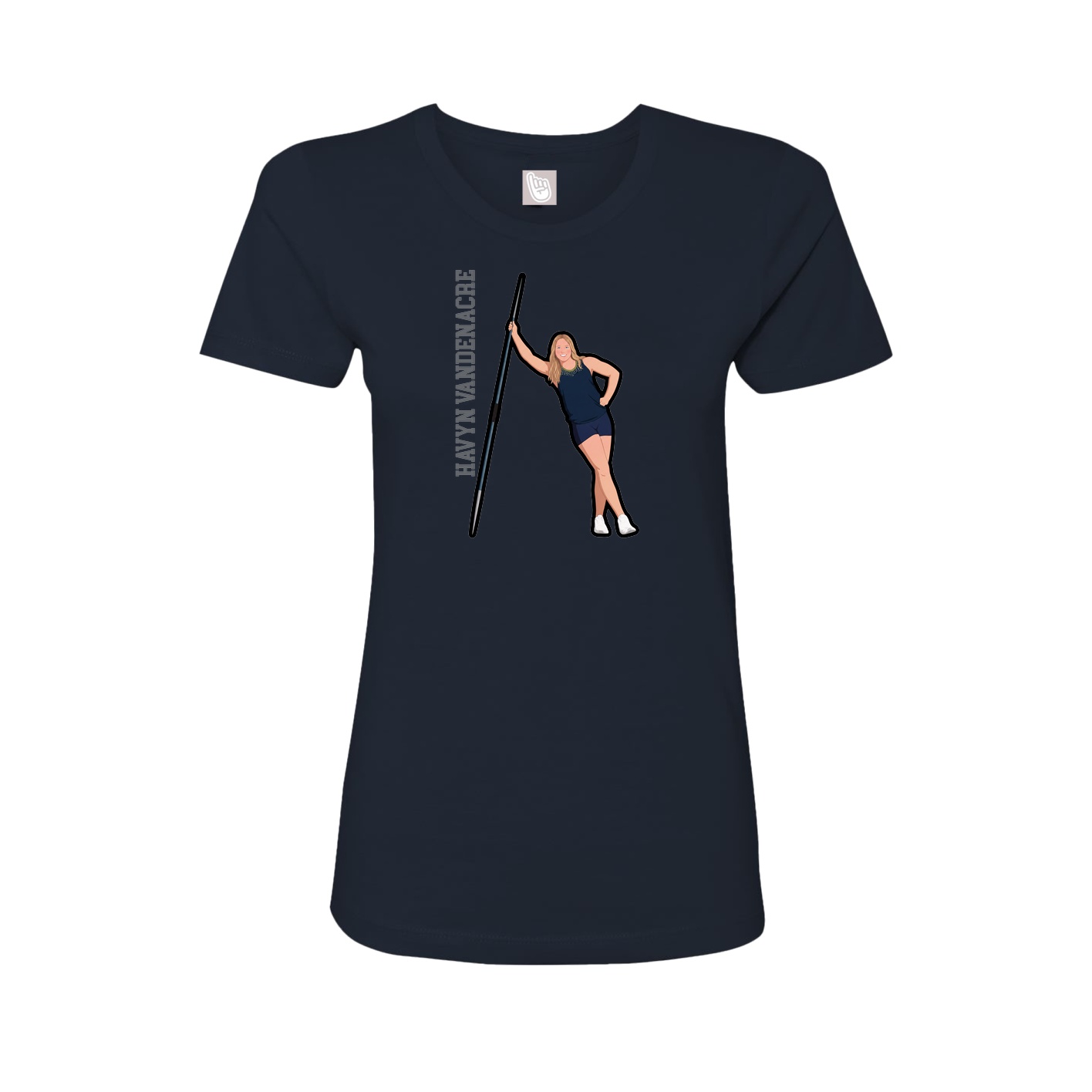 Fitted Women's Tee — Name Vertical in Navy