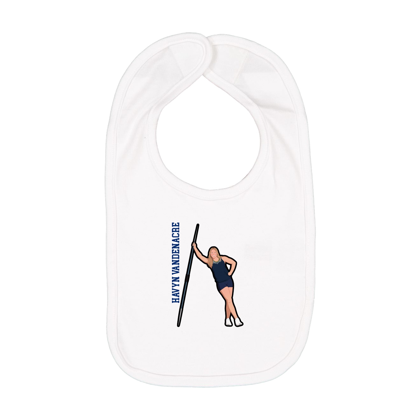 Infant Bib — Name Vertical in White