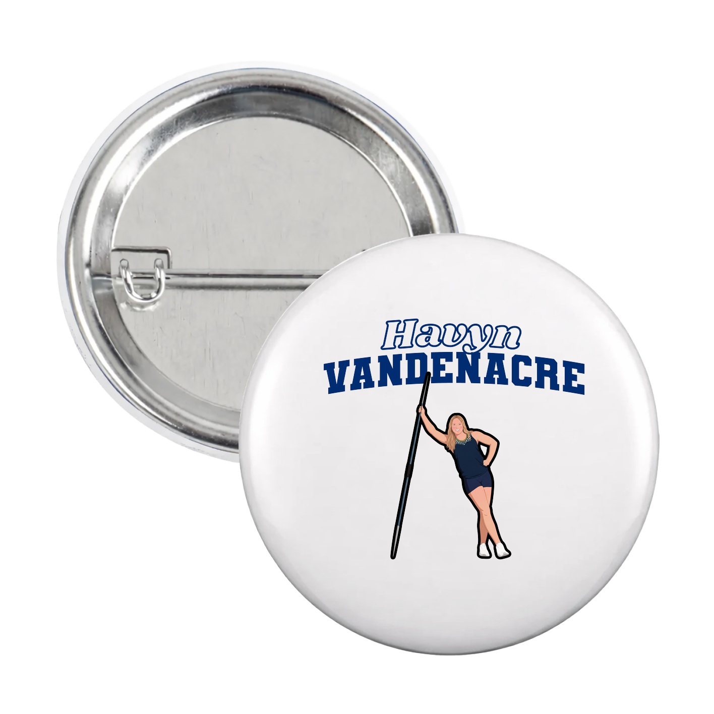 Game Day Button — Name Arch in White