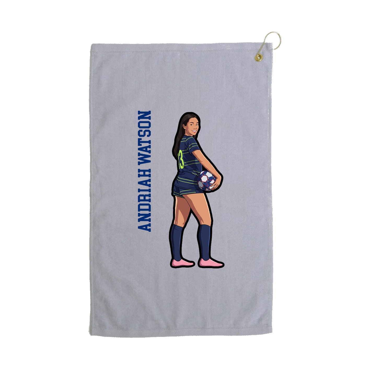 Golf Towel — Name Vertical in Grey