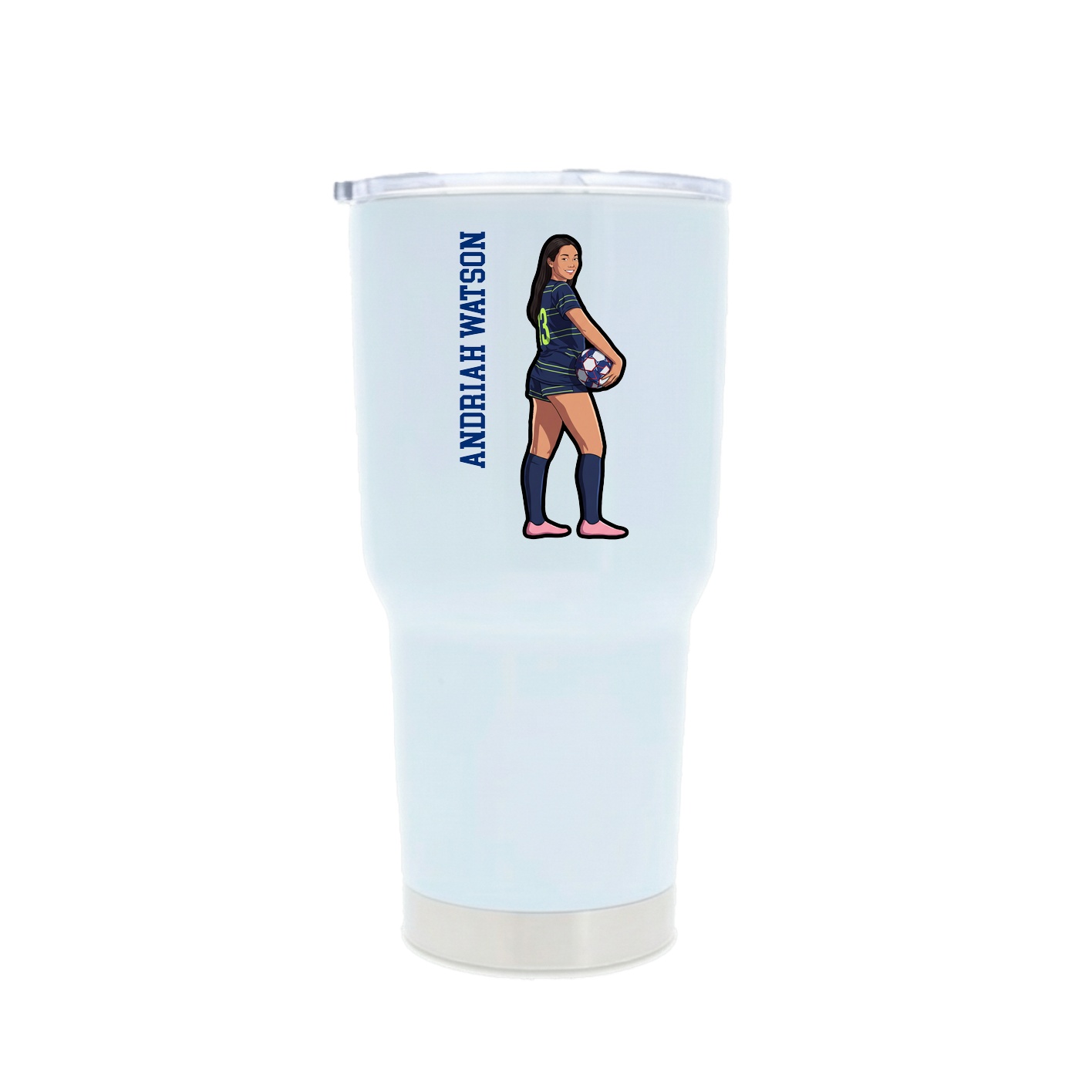 30oz Stainless Steel Tumbler — Name Vertical in White
