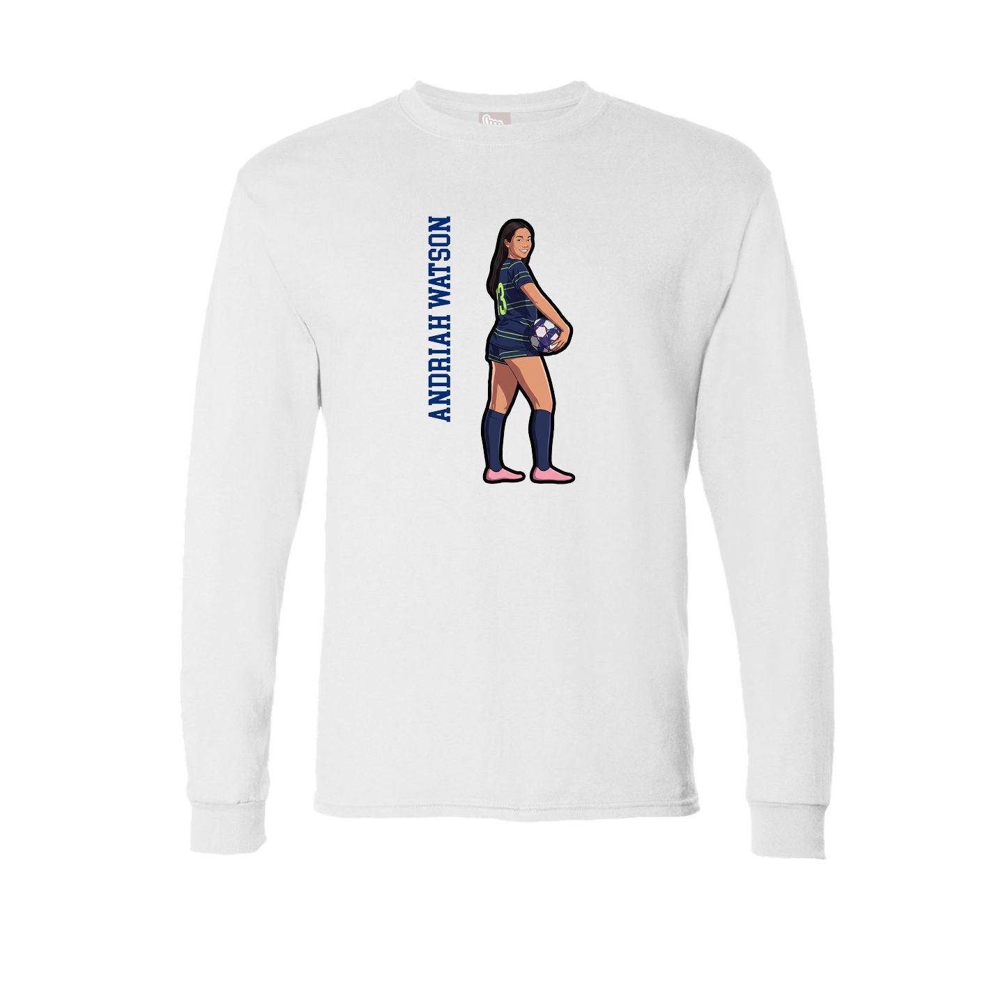 Long Sleeve Tee — Name Vertical in White
