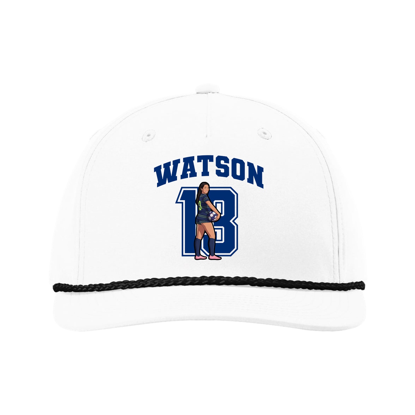 Five-Panel Classic Rope Cap — Number in White