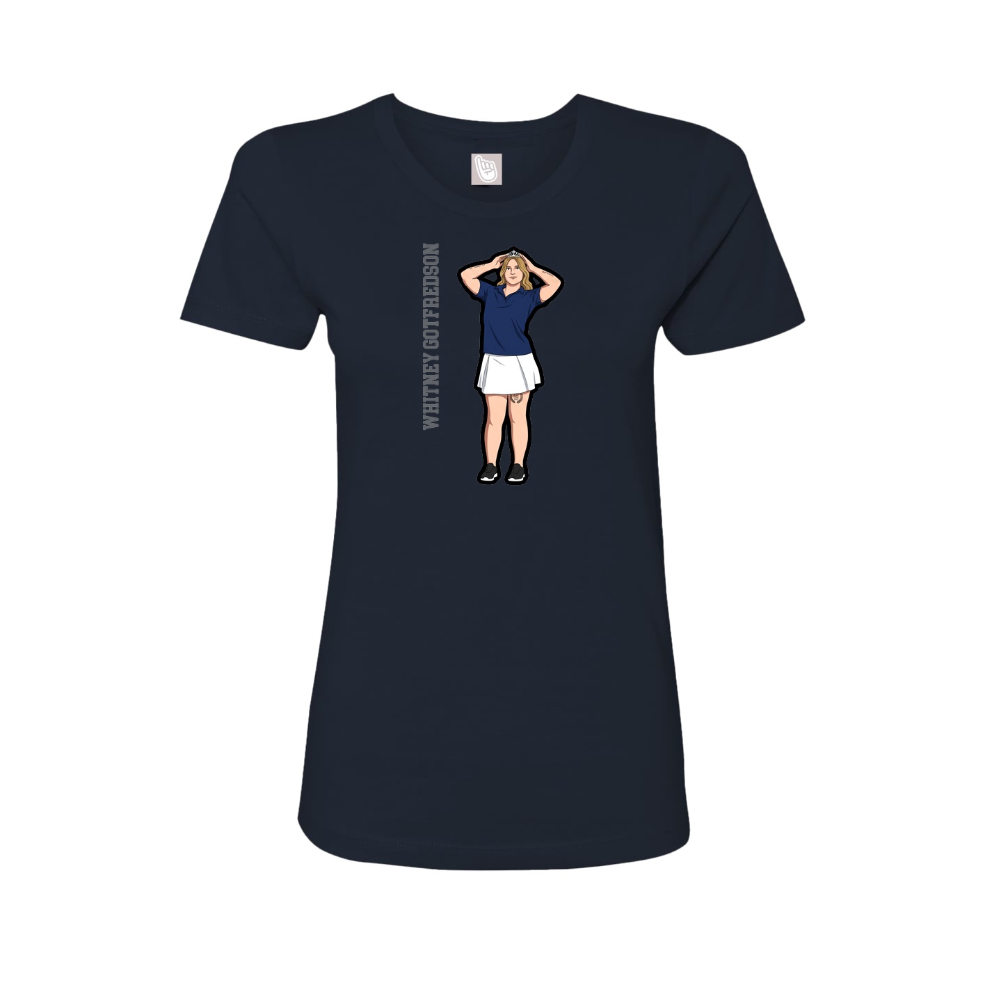 Womens Tee — Name Vertical in Navy