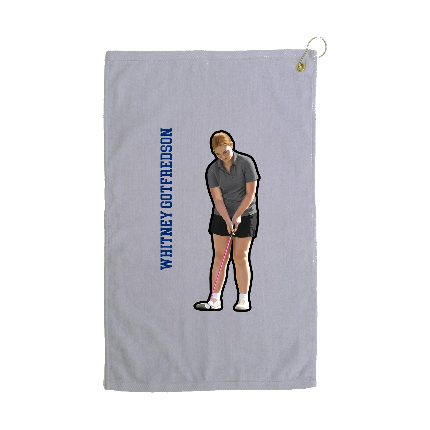 Golf Towel — Name Vertical in Grey