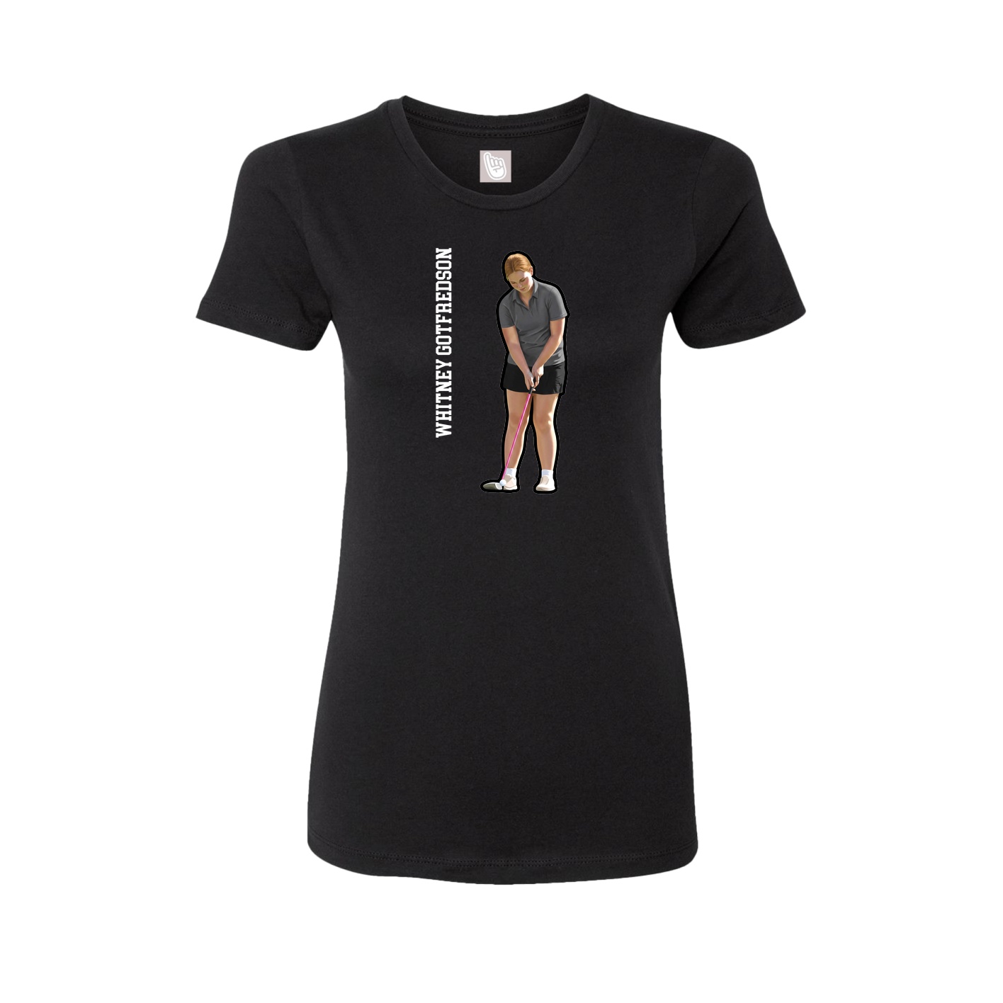 Womens Tee — Name Vertical in Black