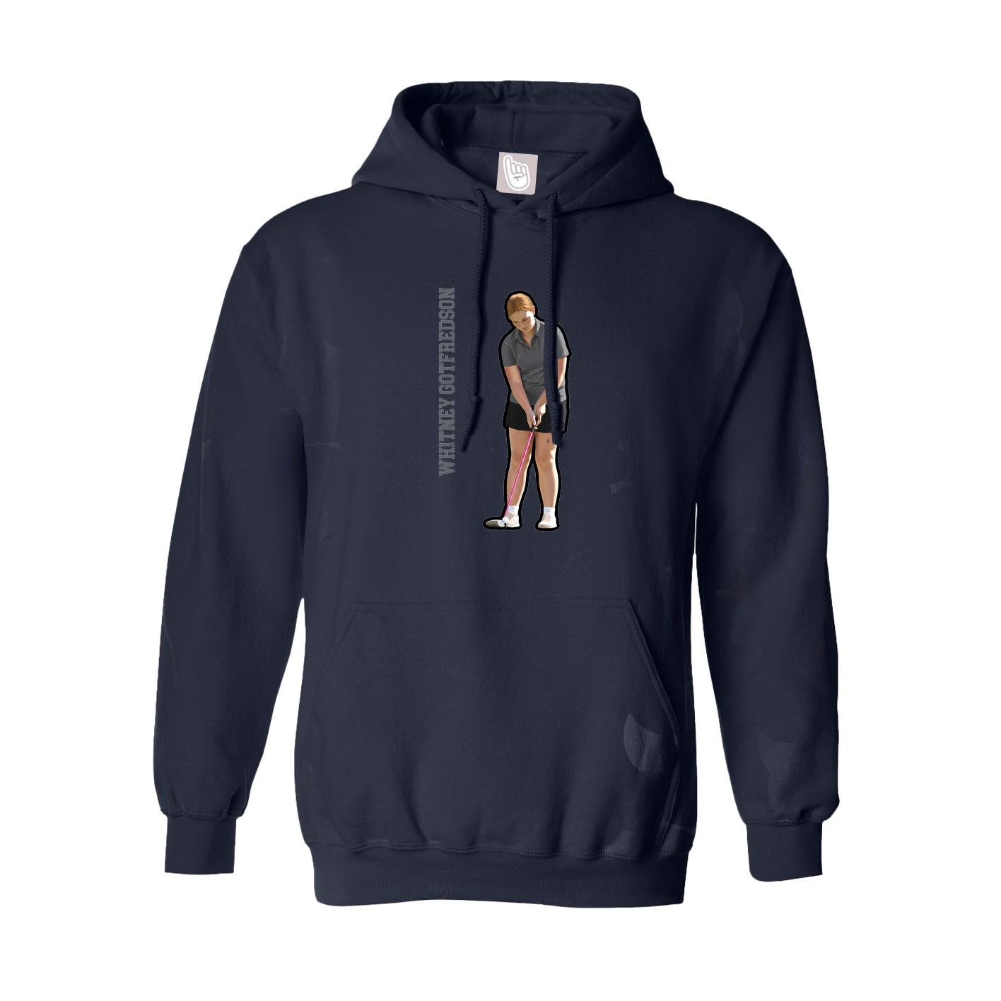 Hoodie — Name Vertical in Navy
