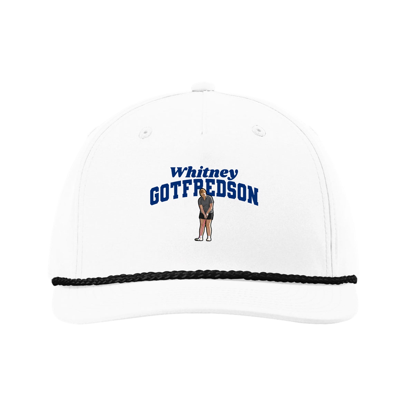 Five-Panel Classic Rope Cap — Signature Arch in White