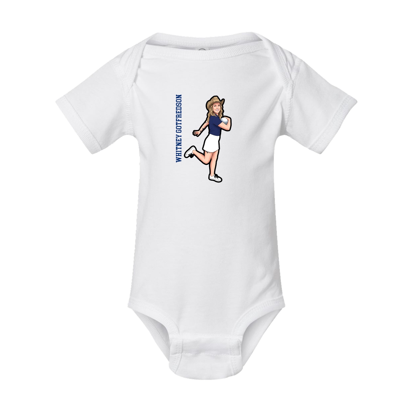 Baby Onesie — Name Vertical in White
