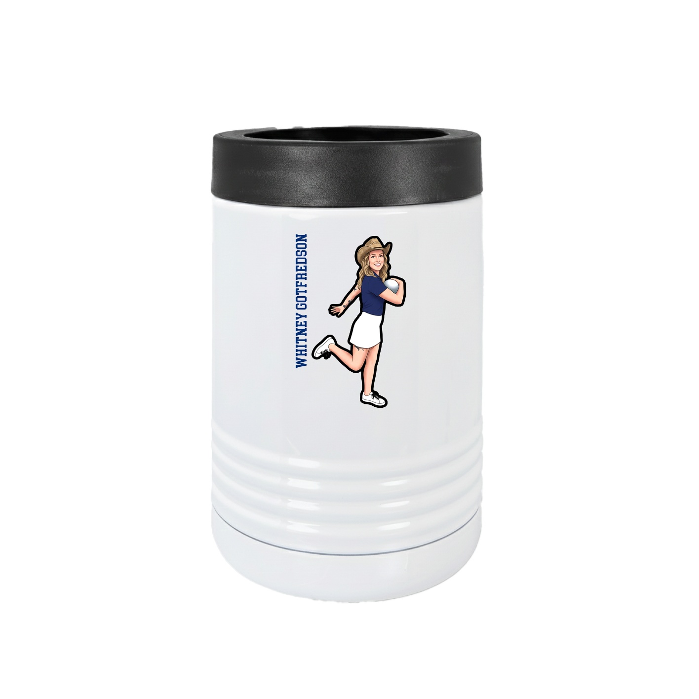 Beverage Holder — Name Vertical in White
