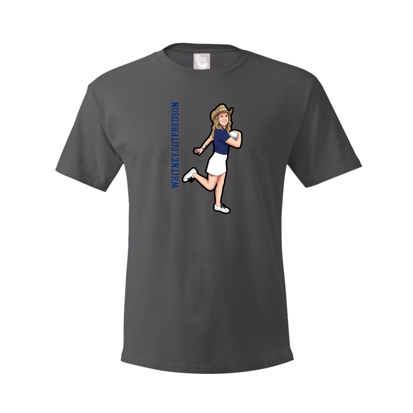 Tee — Name Vertical in Grey