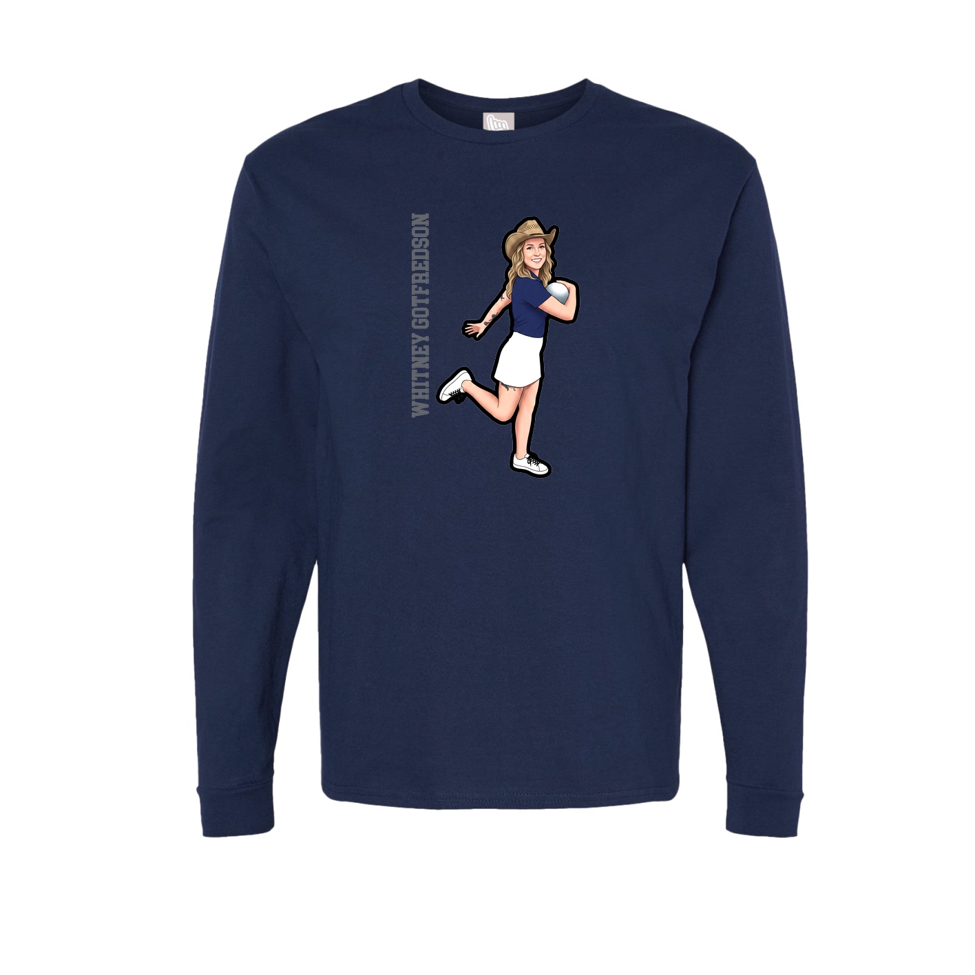 Long Sleeve Tee — Name Vertical in Navy