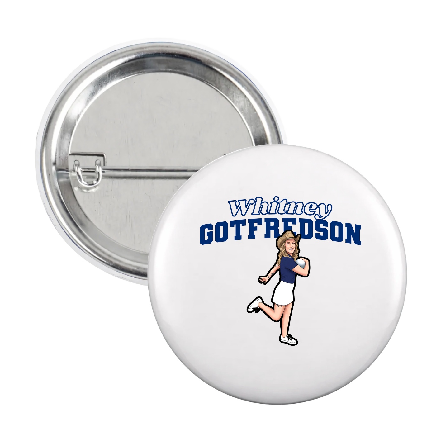 Game Day Button — Name Arch in White