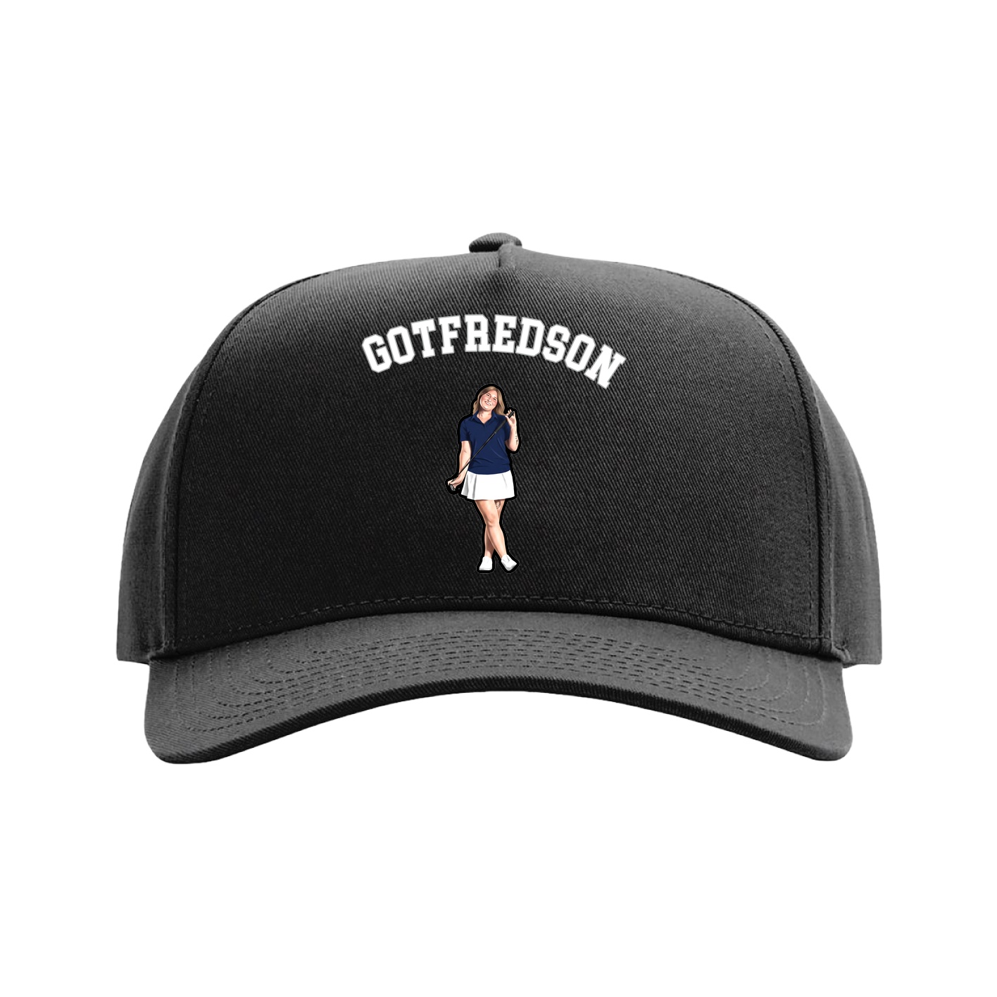 Full Fabric Five-Panel Champ Cap — Shirsey Arch in Black