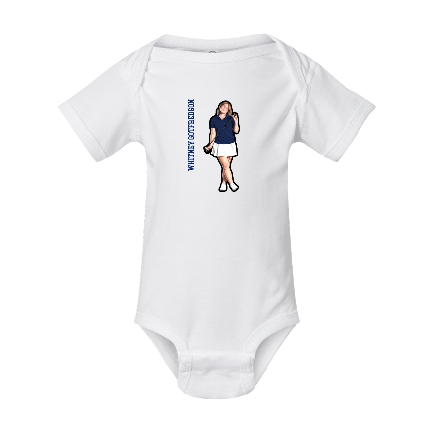 Baby Onesie — Name Vertical in White