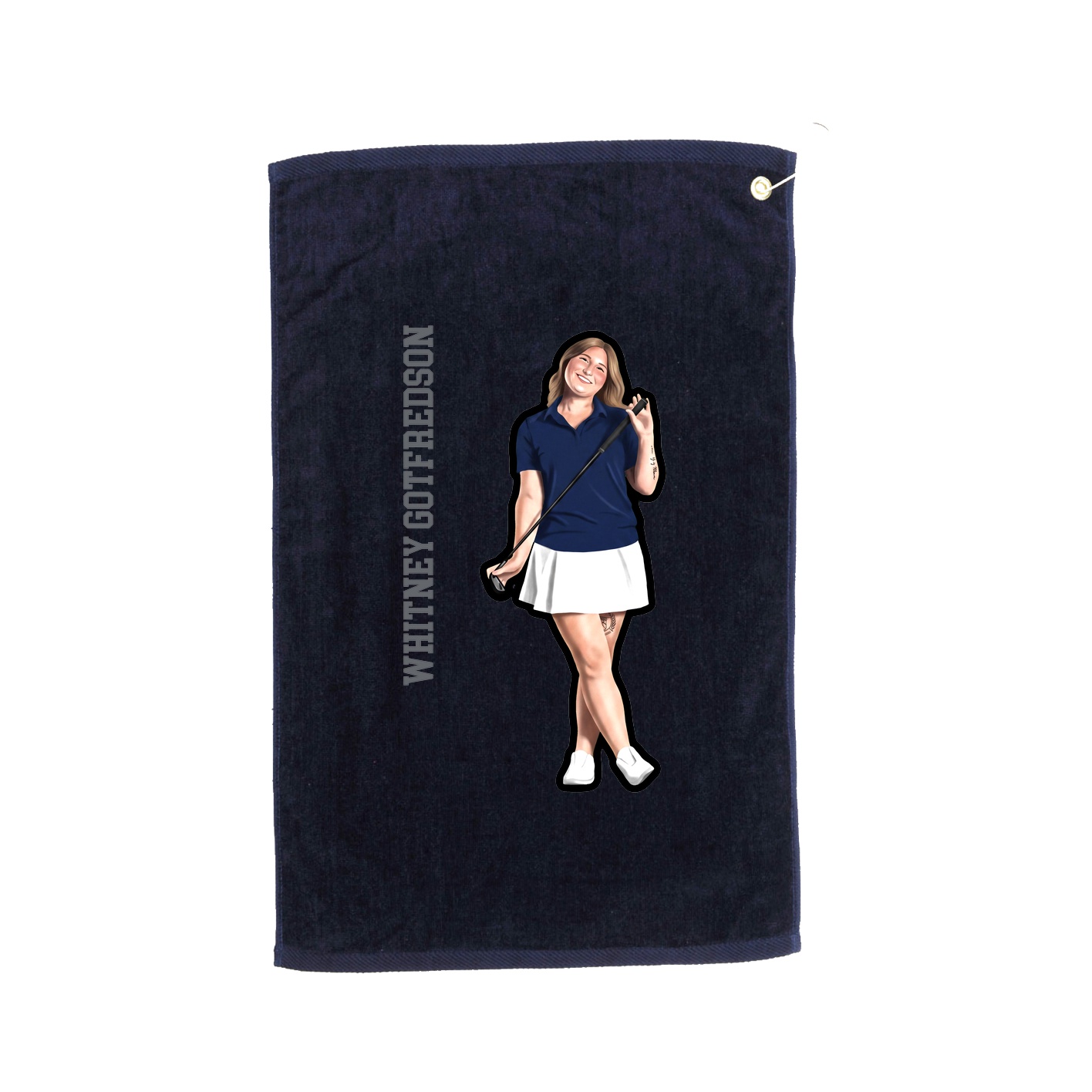 Golf Towel — Name Vertical in Navy
