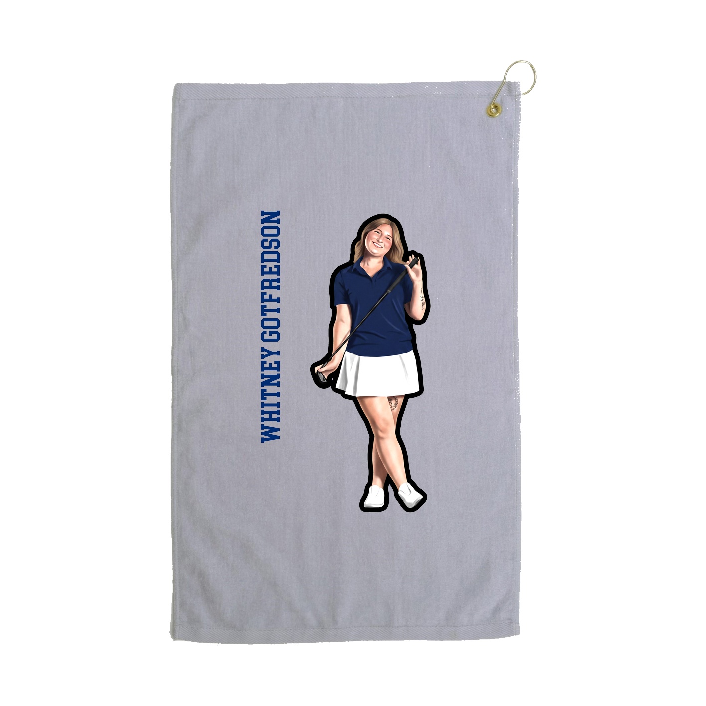 Golf Towel — Name Vertical in Grey