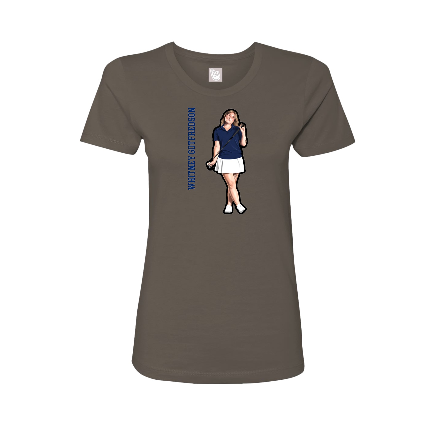 Womens Tee — Name Vertical in Grey