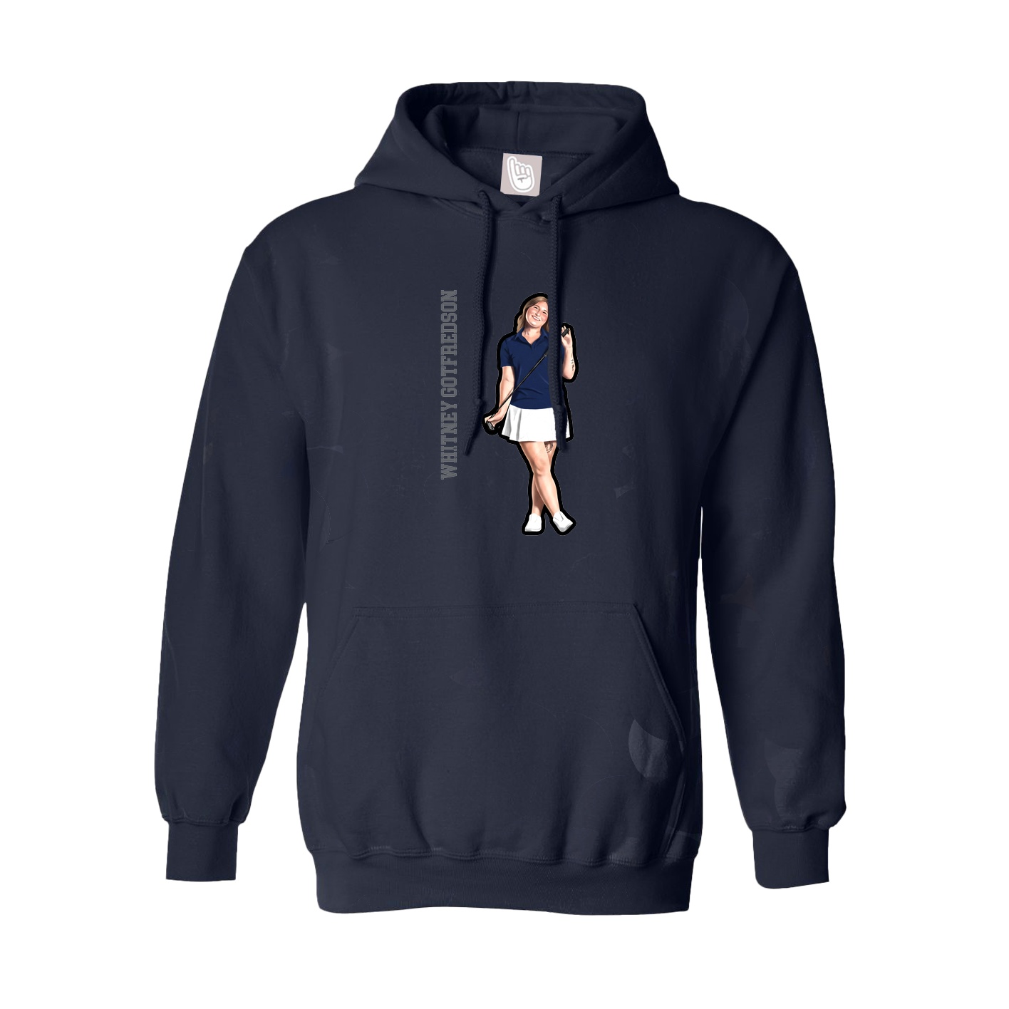 Hoodie — Name Vertical in Navy