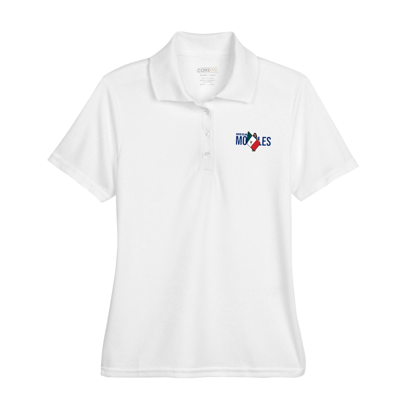 Womens Performance Polo — Player Name in White