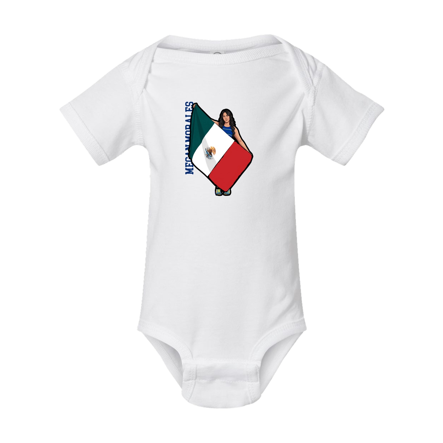Baby Onesie — Name Vertical in White
