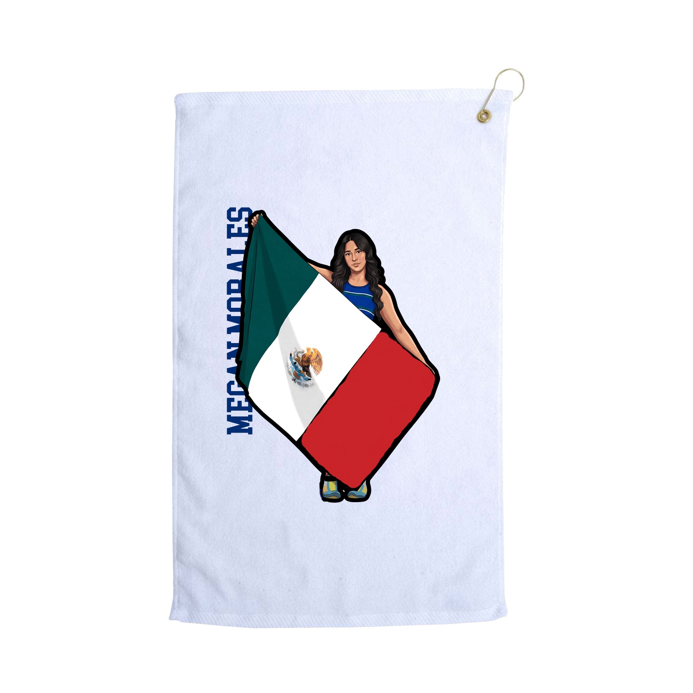 Golf Towel — Name Vertical in White