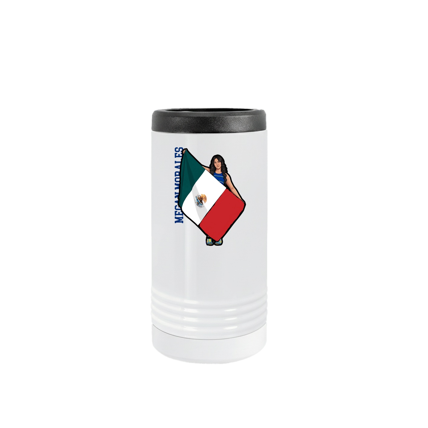 Slim Beverage Holder — Name Vertical in White