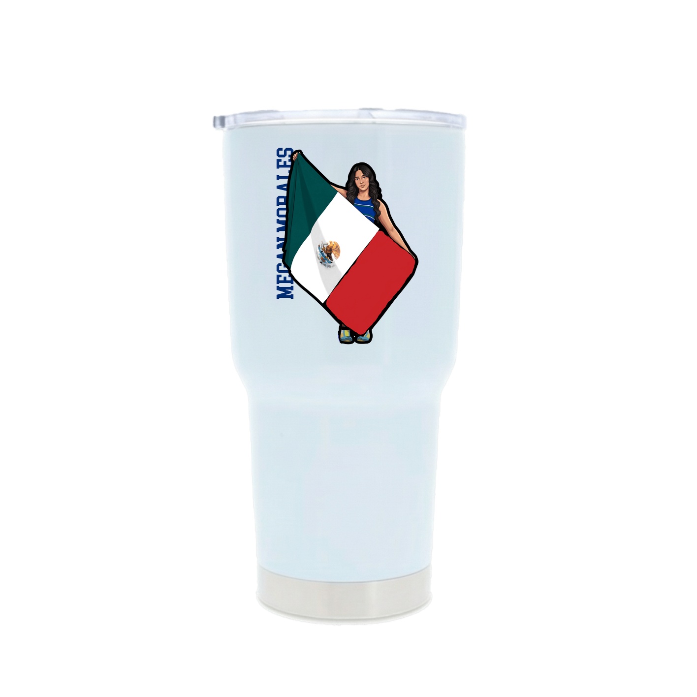 30oz Stainless Steel Tumbler — Name Vertical in White