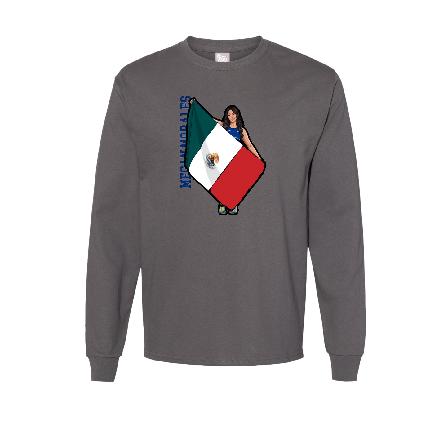 Long Sleeve Tee — Name Vertical in Grey