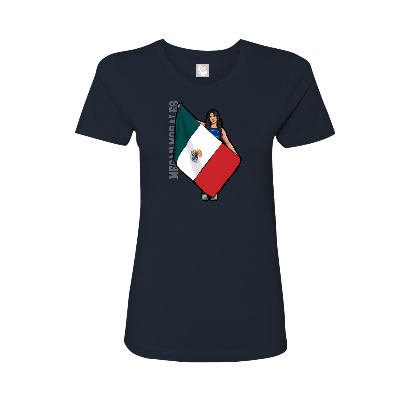 Fitted Women's Tee — Name Vertical in Navy