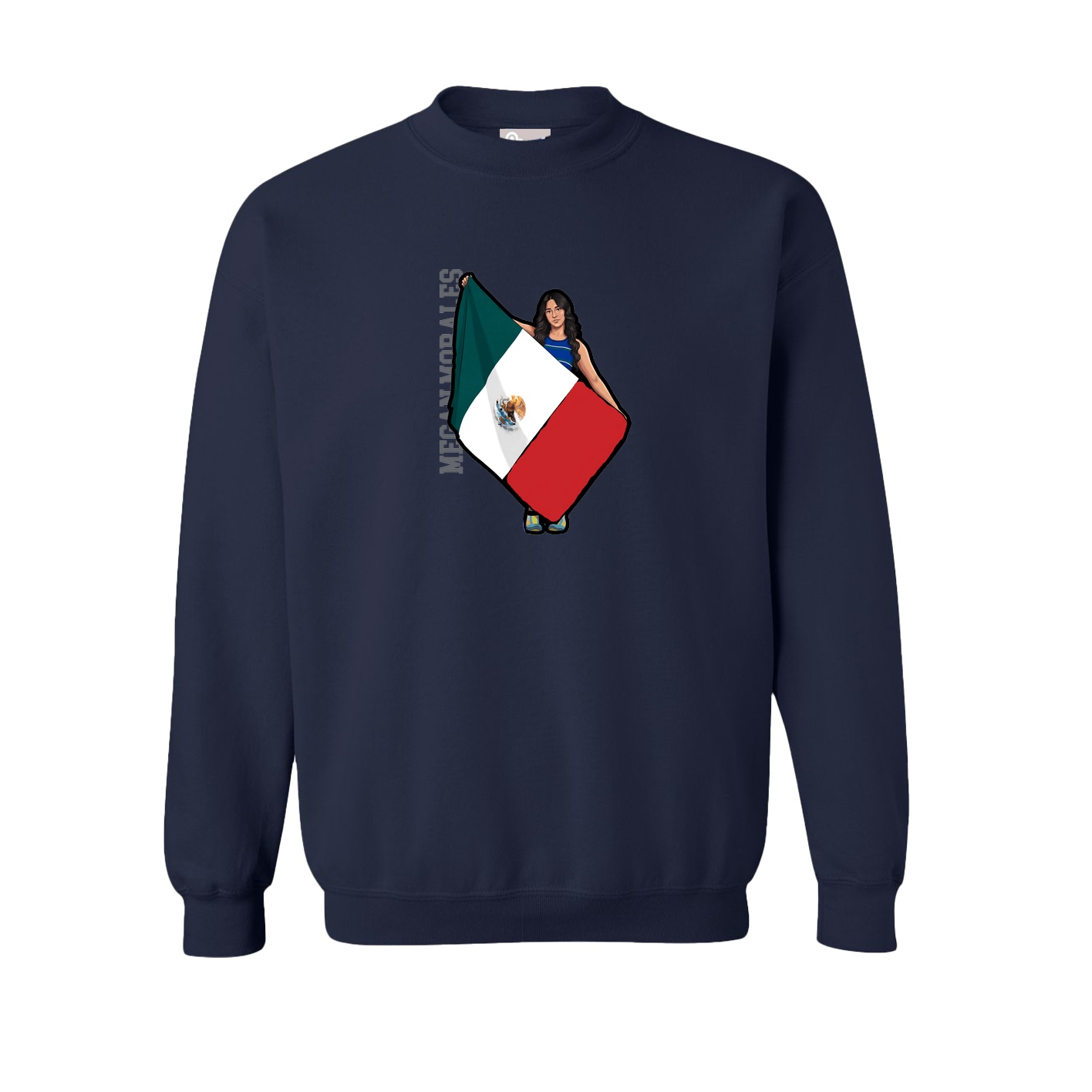 Fleece Crew — Name Vertical in Navy