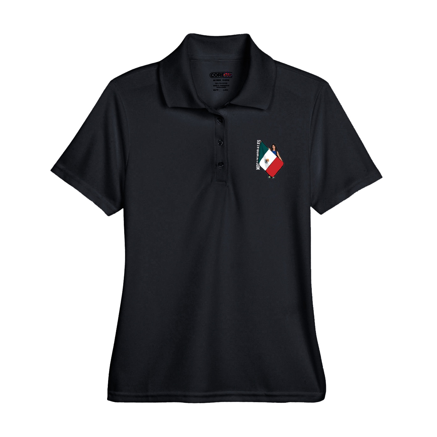Womens Performance Polo — Name Vertical in Black