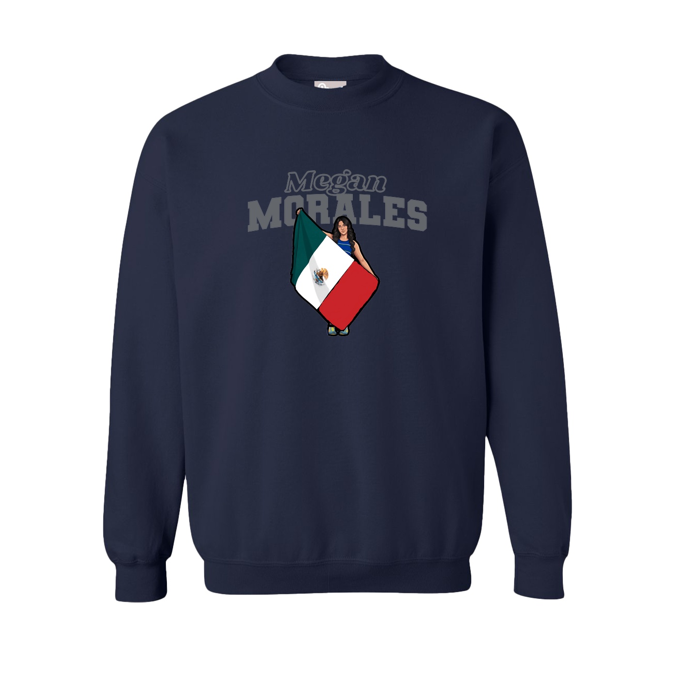 Fleece Crew — Name Arch in Navy